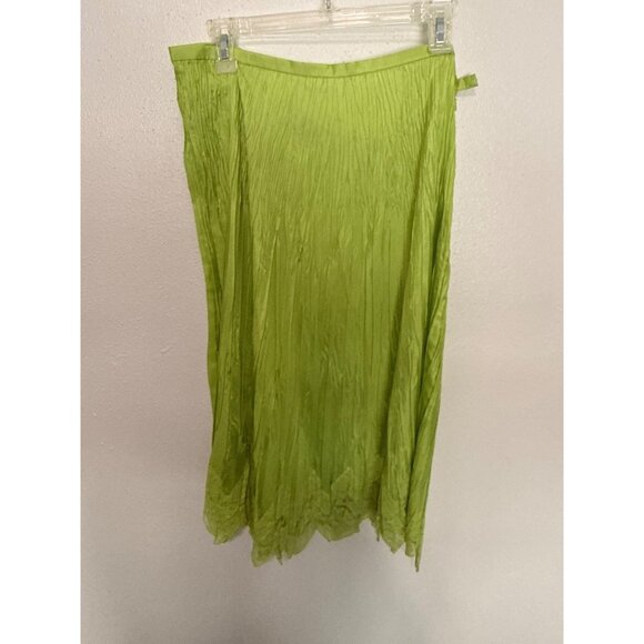 Simon Chang 2 Pc Dress Lime Green Tank with Lace Hem Skirt 12 - Picture 4 of 6